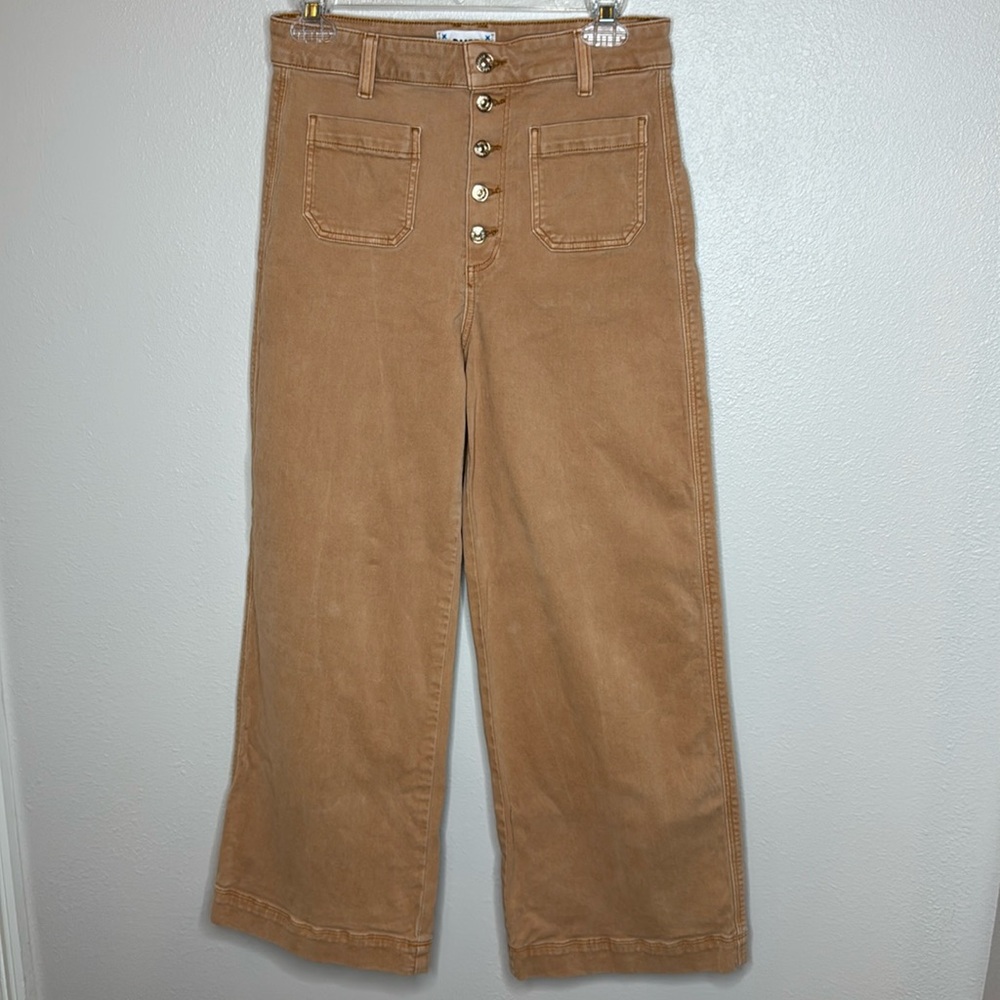 PAIGE Anessa Wide Leg Cropped Jeans Size 28 Tan - Picture 2 of 16